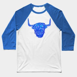 Highland Cow Blues Baseball T-Shirt